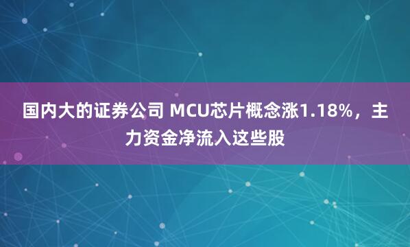 国内大的证券公司 MCU芯片概念涨1.18%，主力资金净流入这些股